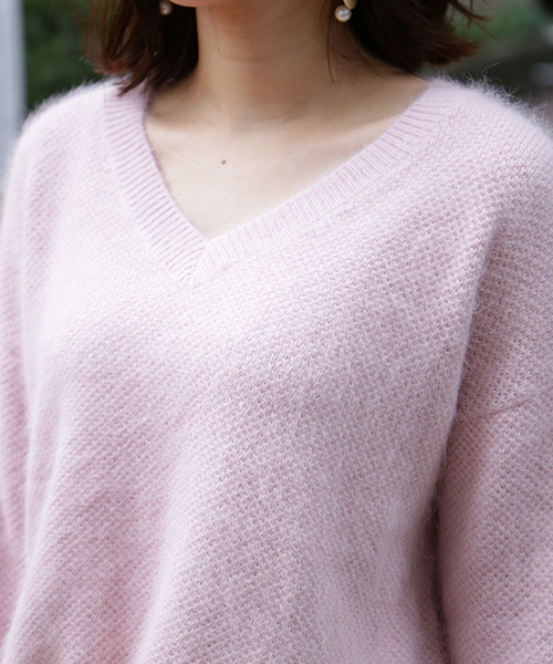 N.（N. Natural Beauty Basic）（エヌエヌナチュラルビューティーベーシック）の「◆鹿の子編みアンゴラミックスVネックニット（ニット/セーター・レディース・グレー/ピンク/ブルー/グリーン・MEDIUM）」の22枚目の写真