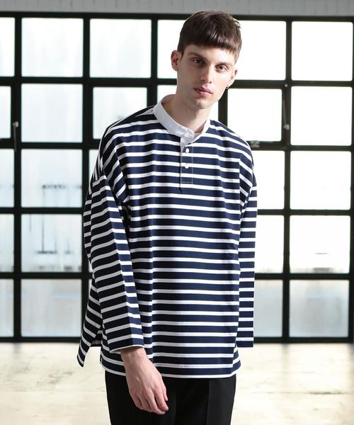 BEAUTY&YOUTH UNITED ARROWS(ビューティーアンドユースユナイテッドアローズ)の「【店舗限定】 by ボーダー ラガーシャツ ◆(Tシャツ/カットソー・メンズ・ブラウン/ネイビー・MEDIUM/LARGE/SMALL)」の2枚目の写真