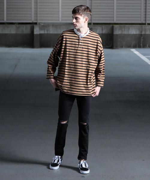 BEAUTY&YOUTH UNITED ARROWS(ビューティーアンドユースユナイテッドアローズ)の「【店舗限定】 by ボーダー ラガーシャツ ◆(Tシャツ/カットソー・メンズ・ブラウン/ネイビー・MEDIUM/LARGE/SMALL)」の15枚目の写真
