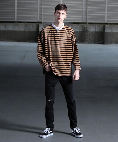 BEAUTY&YOUTH UNITED ARROWS(ビューティーアンドユースユナイテッドアローズ)の「【店舗限定】 by ボーダー ラガーシャツ ◆(Tシャツ/カットソー・メンズ・ブラウン/ネイビー・MEDIUM/LARGE/SMALL)」の16枚目の写真