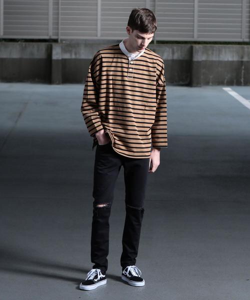 BEAUTY&YOUTH UNITED ARROWS(ビューティーアンドユースユナイテッドアローズ)の「【店舗限定】 by ボーダー ラガーシャツ ◆(Tシャツ/カットソー・メンズ・ブラウン/ネイビー・MEDIUM/LARGE/SMALL)」の17枚目の写真