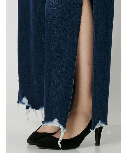 EMODA（エモダ）の「スリットカットジャストウエストワイドデニム（デニムパンツ・レディース・ブルー/インディゴブルー・X-SMALL/SMALL/MEDIUM）」の13枚目の写真