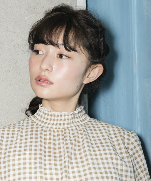 OLIVE des OLIVE（オリーブデオリーブ）の「プチハイ　ギンガムブラウス（シャツ/ブラウス・レディース・ネイビー/ブラック/ベージュ・FREE）」の12枚目の写真