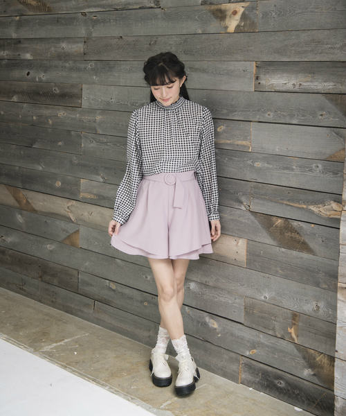 OLIVE des OLIVE（オリーブデオリーブ）の「プチハイ　ギンガムブラウス（シャツ/ブラウス・レディース・ネイビー/ブラック/ベージュ・FREE）」の9枚目の写真