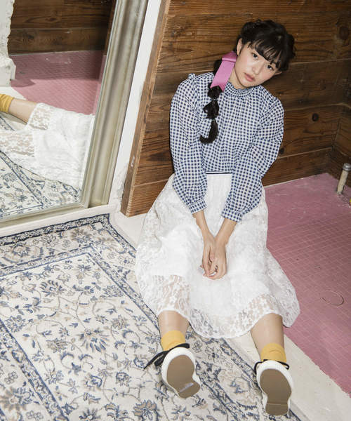 OLIVE des OLIVE（オリーブデオリーブ）の「プチハイ　ギンガムブラウス（シャツ/ブラウス・レディース・ネイビー/ブラック/ベージュ・FREE）」の11枚目の写真