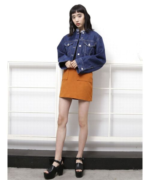 EMODA（エモダ）の「ノーカラークラッシュGジャン（デニムジャケット・レディース・ライトブルー/インディゴブルー・FREE）」の12枚目の写真