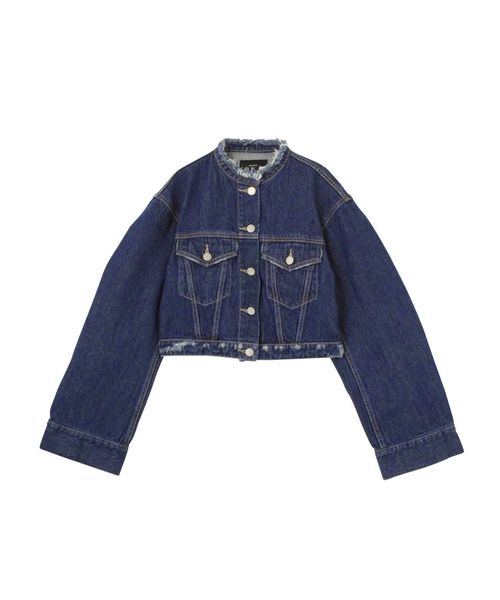 EMODA（エモダ）の「ノーカラークラッシュGジャン（デニムジャケット・レディース・ライトブルー/インディゴブルー・FREE）」の13枚目の写真