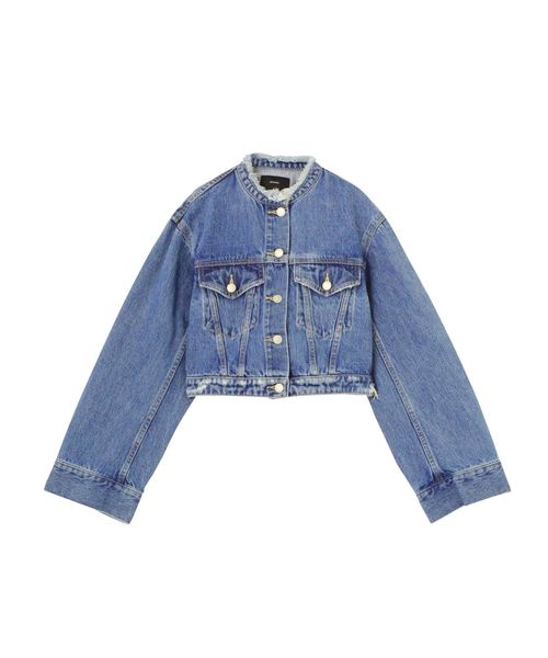 EMODA（エモダ）の「ノーカラークラッシュGジャン（デニムジャケット・レディース・ライトブルー/インディゴブルー・FREE）」の17枚目の写真