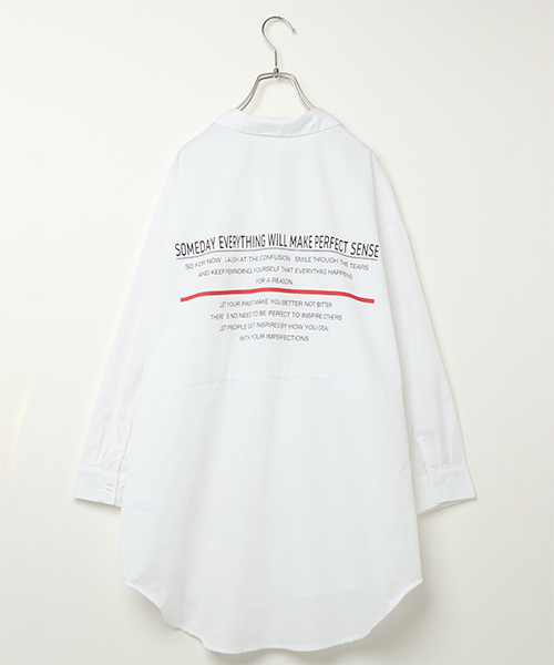 VENCEEXCHANGE（ヴァンスエクスチェンジ）の「バックプリントビッグシルエットシャツ（シャツ/ブラウス・レディース・ブラック/オフホワイト/ダークオリーブ・M）」の2枚目の写真