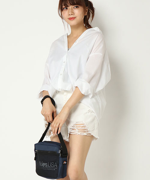 VENCEEXCHANGE（ヴァンスエクスチェンジ）の「バックプリントビッグシルエットシャツ（シャツ/ブラウス・レディース・ブラック/オフホワイト/ダークオリーブ・M）」の14枚目の写真