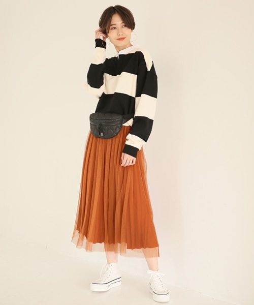 LOWRYS FARM(ローリーズファーム)の「ワイドボーダーラガーシャツ 804830(Tシャツ/カットソー・レディース・ブラウン/オフホワイト/グリーン・MEDIUM/LARGE)」の4枚目の写真