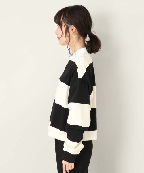 LOWRYS FARM(ローリーズファーム)の「ワイドボーダーラガーシャツ 804830(Tシャツ/カットソー・レディース・ブラウン/オフホワイト/グリーン・MEDIUM/LARGE)」の5枚目の写真