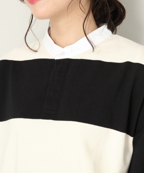 LOWRYS FARM(ローリーズファーム)の「ワイドボーダーラガーシャツ 804830(Tシャツ/カットソー・レディース・ブラウン/オフホワイト/グリーン・MEDIUM/LARGE)」の7枚目の写真