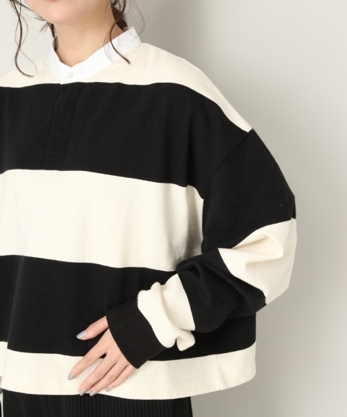 LOWRYS FARM(ローリーズファーム)の「ワイドボーダーラガーシャツ 804830(Tシャツ/カットソー・レディース・ブラウン/オフホワイト/グリーン・MEDIUM/LARGE)」の8枚目の写真