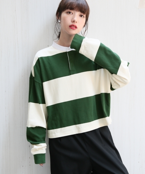 LOWRYS FARM(ローリーズファーム)の「ワイドボーダーラガーシャツ 804830(Tシャツ/カットソー・レディース・ブラウン/オフホワイト/グリーン・MEDIUM/LARGE)」の15枚目の写真