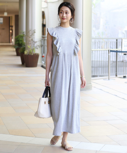 Bab Bou Jeloud(バブブージュルード)の「【WEB限定】◆大人可愛い◆ワイドリブフリルマキシワンピース(ワンピース・レディース・ブラック/ブラウン/グレー/アイボリー・38)」の6枚目の写真