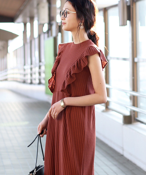 Bab Bou Jeloud(バブブージュルード)の「【WEB限定】◆大人可愛い◆ワイドリブフリルマキシワンピース(ワンピース・レディース・ブラック/ブラウン/グレー/アイボリー・38)」の10枚目の写真