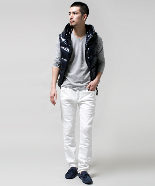 NANO universe（ナノユニバース）の「AKM×nano・universe/ 別注カラージョグデニム（デニムパンツ・メンズ・ホワイト/ブラック/ターコイズブルー/ネイビー/イエロー/ピンク/レッド・LARGE/SMALL/X-LARGE/MEDIUM）」の12枚目の写真