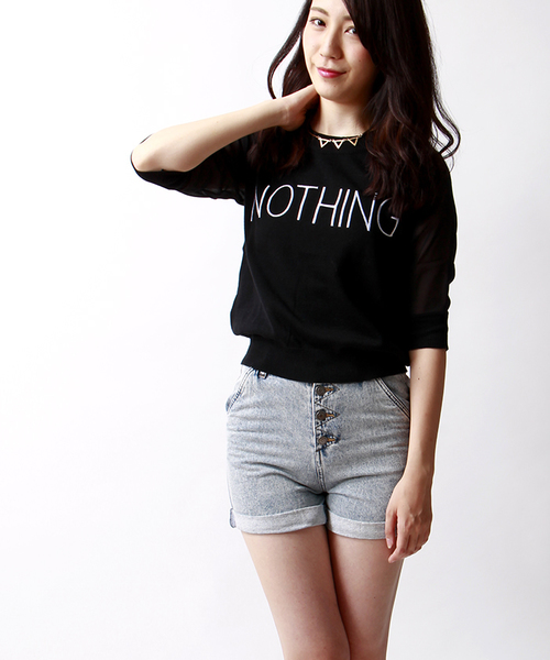 WEGO（ウィゴー）の「WEGO/前ボタンデニムショーツ（デニムパンツ・レディース・ホワイト/インディゴブルー/サックスブルー/ライトインディゴブルー・LARGE/MEDIUM）」の3枚目の写真