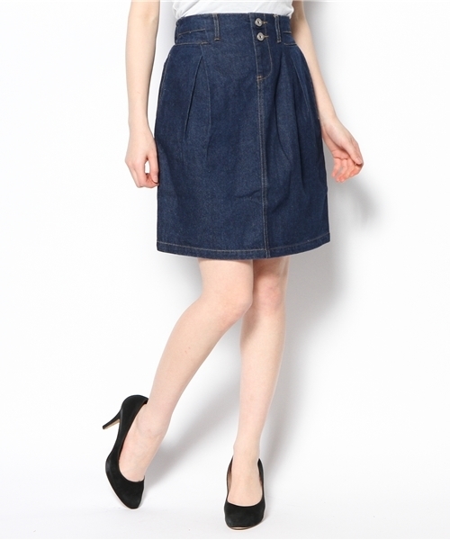 mystic（ミスティック）の「デニムタイトスカート（スカート・レディース・ホワイト/ネイビー/ブルー・2/1）」の2枚目の写真