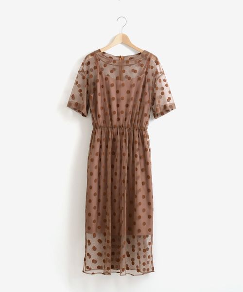 Perle Peche(ペルルペッシュ)の「kaeneドットチュールキャミドレス(ドレス)」|ピンク