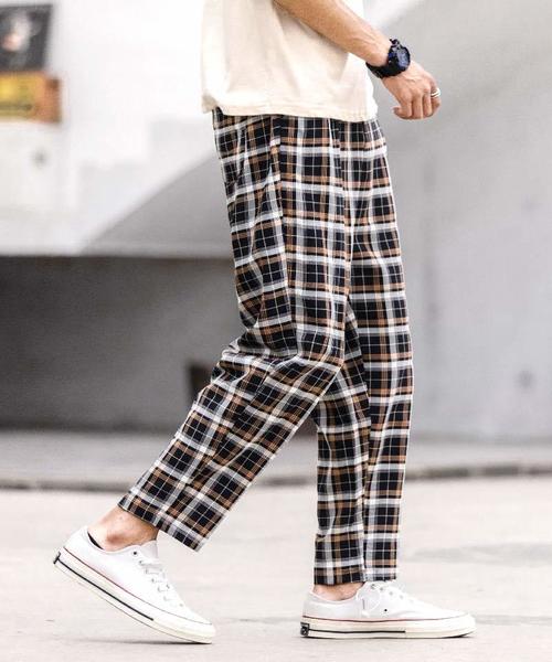 【セール】【neos -addictive design-】セミワイド テーパード チェック パンツ（その他パンツ）｜neos（ネオス）