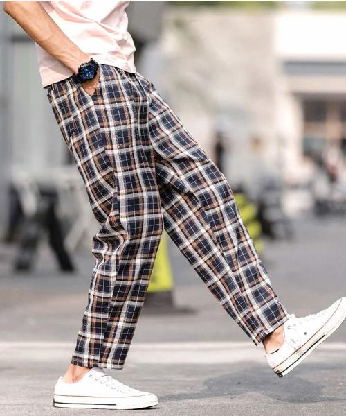 【セール】【neos -addictive design-】セミワイド テーパード チェック パンツ（その他パンツ）｜neos（ネオス）