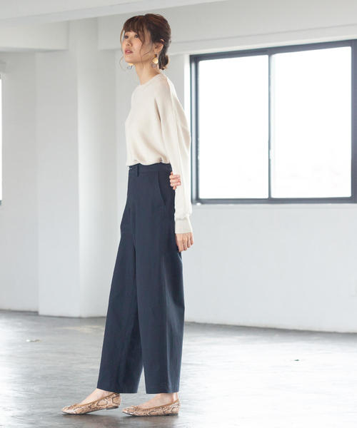 coen（コーエン）の「ベーシックチノストレッチワイドパンツ（その他パンツ・レディース・ベージュ/ネイビー/ダークグリーン・LARGE/MEDIUM/SMALL）」の19枚目の写真