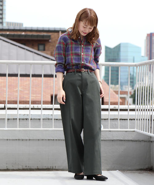 coen（コーエン）の「ベーシックチノストレッチワイドパンツ（その他パンツ・レディース・ベージュ/ネイビー/ダークグリーン・LARGE/MEDIUM/SMALL）」の18枚目の写真