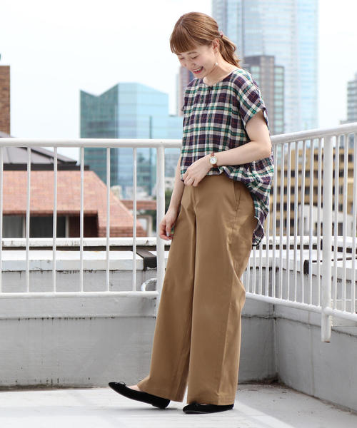 coen（コーエン）の「ベーシックチノストレッチワイドパンツ（その他パンツ・レディース・ベージュ/ネイビー/ダークグリーン・LARGE/MEDIUM/SMALL）」の17枚目の写真