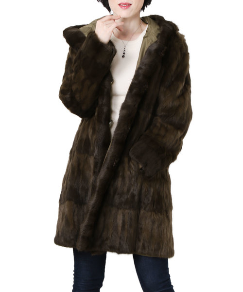 sankyo shokai（サンキョウショウカイ）の「ロシアンリス&シルクリバーシブルコートフード付き（その他アウター・レディース・ライトグレー/ブラック/カーキ・2L/3L/M/L）」の6枚目の写真
