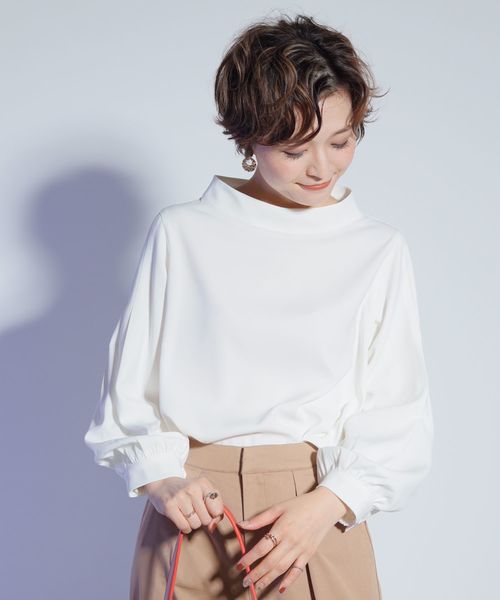 LADYMADE（レディメイド）の「スタンドカラーブラウス（シャツ/ブラウス・レディース・オフホワイト/ブラウン/ブラック/ベージュ/グリーン・FREE）」の2枚目の写真