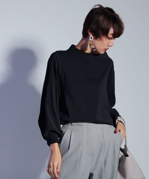 LADYMADE（レディメイド）の「スタンドカラーブラウス（シャツ/ブラウス・レディース・オフホワイト/ブラウン/ブラック/ベージュ/グリーン・FREE）」の3枚目の写真