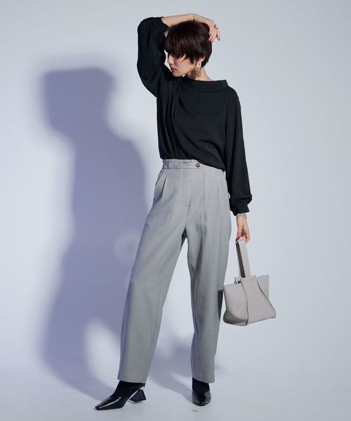 LADYMADE（レディメイド）の「スタンドカラーブラウス（シャツ/ブラウス・レディース・オフホワイト/ブラウン/ブラック/ベージュ/グリーン・FREE）」の9枚目の写真