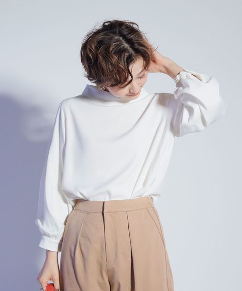 LADYMADE（レディメイド）の「スタンドカラーブラウス（シャツ/ブラウス・レディース・オフホワイト/ブラウン/ブラック/ベージュ/グリーン・FREE）」の17枚目の写真