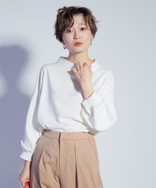 LADYMADE（レディメイド）の「スタンドカラーブラウス（シャツ/ブラウス・レディース・オフホワイト/ブラウン/ブラック/ベージュ/グリーン・FREE）」の18枚目の写真