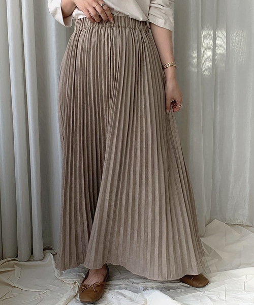 apres jour mignon（アプレジュールミニョン）の「ピーチクロスプリーツスカート【ZOZOTOWN限定アイテム】（スカート・レディース・ブラック/ベージュ/その他・フリー）」の2枚目の写真