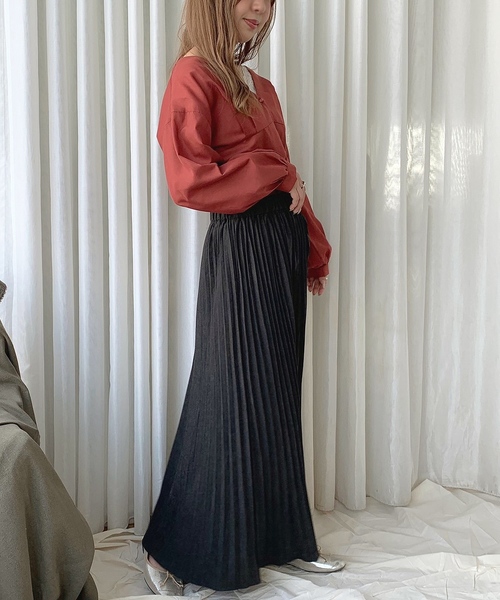 apres jour mignon（アプレジュールミニョン）の「ピーチクロスプリーツスカート【ZOZOTOWN限定アイテム】（スカート・レディース・ブラック/ベージュ/その他・フリー）」の11枚目の写真