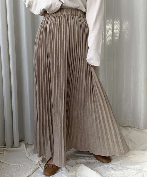 apres jour mignon（アプレジュールミニョン）の「ピーチクロスプリーツスカート【ZOZOTOWN限定アイテム】（スカート・レディース・ブラック/ベージュ/その他・フリー）」の4枚目の写真