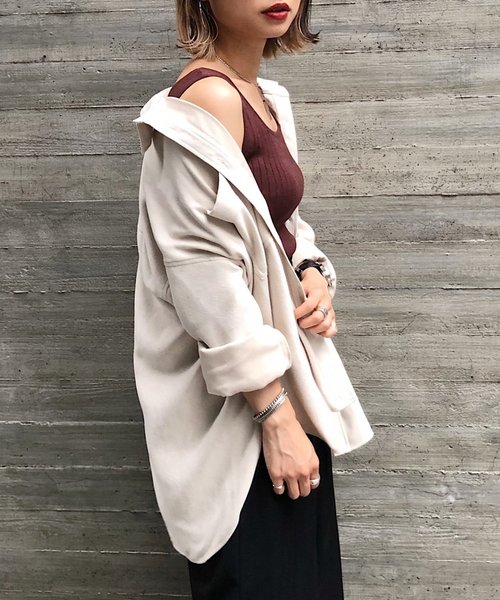 PAGEBOY（ページボーイ）の「ライスコールBIGシャツ（シャツ/ブラウス・レディース・チャコールグレー/キャメル/ダークブラウン/アイボリー/グレイッシュベージュ・FREE）」の2枚目の写真