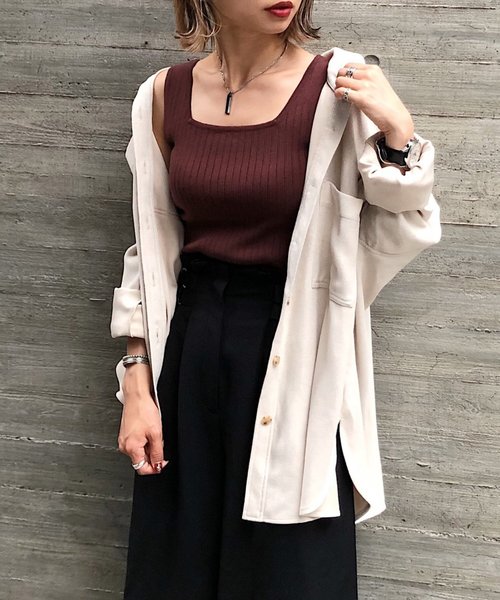 PAGEBOY（ページボーイ）の「ライスコールBIGシャツ（シャツ/ブラウス・レディース・チャコールグレー/キャメル/ダークブラウン/アイボリー/グレイッシュベージュ・FREE）」の9枚目の写真