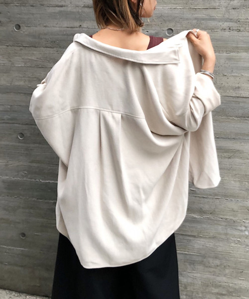 PAGEBOY（ページボーイ）の「ライスコールBIGシャツ（シャツ/ブラウス・レディース・チャコールグレー/キャメル/ダークブラウン/アイボリー/グレイッシュベージュ・FREE）」の6枚目の写真