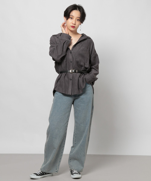 PAGEBOY（ページボーイ）の「ライスコールBIGシャツ（シャツ/ブラウス・レディース・チャコールグレー/キャメル/ダークブラウン/アイボリー/グレイッシュベージュ・FREE）」の17枚目の写真