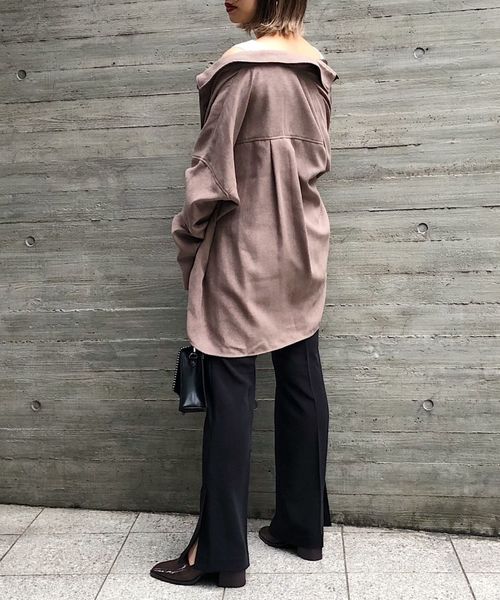 PAGEBOY（ページボーイ）の「ライスコールBIGシャツ（シャツ/ブラウス・レディース・チャコールグレー/キャメル/ダークブラウン/アイボリー/グレイッシュベージュ・FREE）」の15枚目の写真