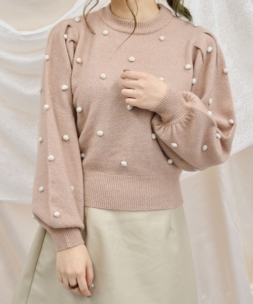 PairPair（ペアペア）の「ぽんぽん付きニット（ニット/セーター・レディース・ブラック/アイボリー/ピンクベージュ・FREE）」の10枚目の写真