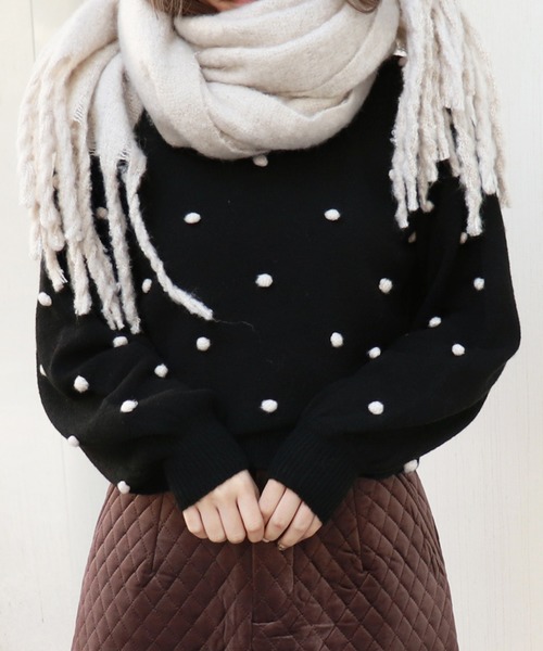 PairPair（ペアペア）の「ぽんぽん付きニット（ニット/セーター・レディース・ブラック/アイボリー/ピンクベージュ・FREE）」の18枚目の写真
