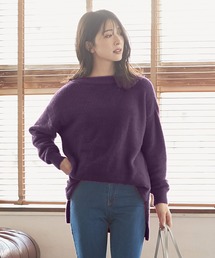 前後2way Vネックフラッフィーニットトップス