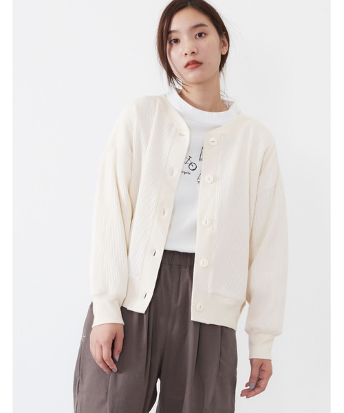 POU DOU DOU（プードゥドゥ）の「ワッフルショートカーディガン（カーディガン/ボレロ・レディース・ブラック/グレー/アイボリー・3）」の14枚目の写真
