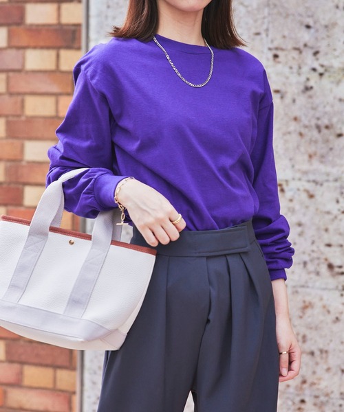 GILDAN（ギルダン）の「目黒蓮さん着用！【GILDAN】6.0オンス USA ウルトラコットンビッグシルエット 袖リブロングスリーブTシャツ 長袖Ｔシャツ 無地ロンT カットソー オーバーサイズ GL2400 MURS（Tシャツ/カットソー・レディース・ホワイト/ダークグレー/ブラック/オレンジ/ピンク/カーキ/ワイン/サックスブルー/サンドベージュ/ロイヤルブルー/ネイビー/ダークオレンジ/ダークブラウン/グリーン/ナチュラル/アッシュ/グレー/ヘザーチャコール/レモンイエロー/ダークグリーン/ゴールド/レッド/パープル・M/L/XL/S/2XL）」の16枚目の写真