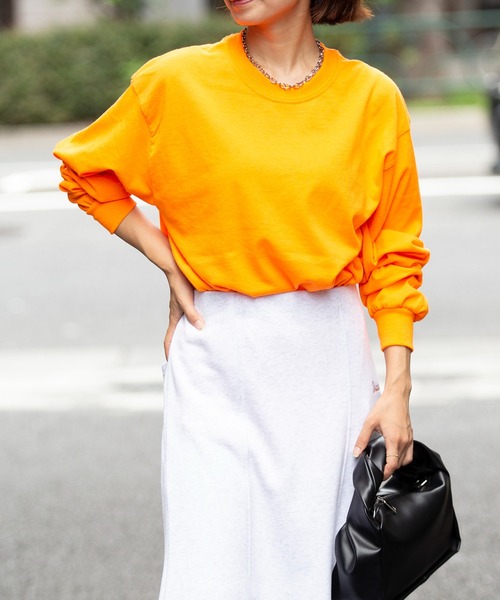 GILDAN（ギルダン）の「目黒蓮さん着用！【GILDAN】6.0オンス USA ウルトラコットンビッグシルエット 袖リブロングスリーブTシャツ 長袖Ｔシャツ 無地ロンT カットソー オーバーサイズ GL2400 MURS（Tシャツ/カットソー・レディース・ホワイト/ダークグレー/ブラック/オレンジ/ピンク/カーキ/ワイン/サックスブルー/サンドベージュ/ロイヤルブルー/ネイビー/ダークオレンジ/ダークブラウン/グリーン/ナチュラル/アッシュ/グレー/ヘザーチャコール/レモンイエロー/ダークグリーン/ゴールド/レッド/パープル・M/L/XL/S/2XL）」の21枚目の写真